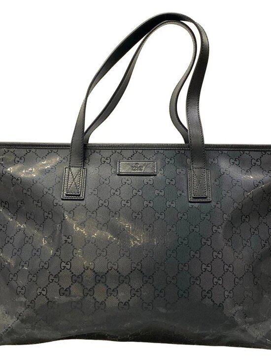Gucci Handbags - GUCCI Imprime 211137 Black PVC Leather Shoulder Bag